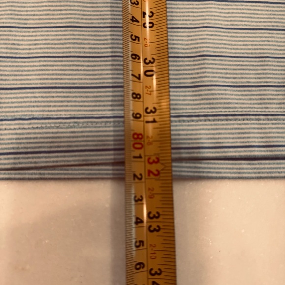 Johnnie O Polo Shirt Size Large Performance Light Blue Striped Short Sleeve - Picture 8 of 9